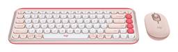 Kit Teclado y Mouse Inalámbricos Logitech POP Icon Combo - Rosado y Blanco Crudo Español (QWERTY)