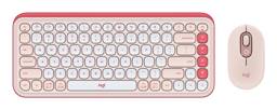 Kit Teclado y Mouse Inalámbricos Logitech POP Icon Combo - Rosado y Blanco Crudo Español (QWERTY)