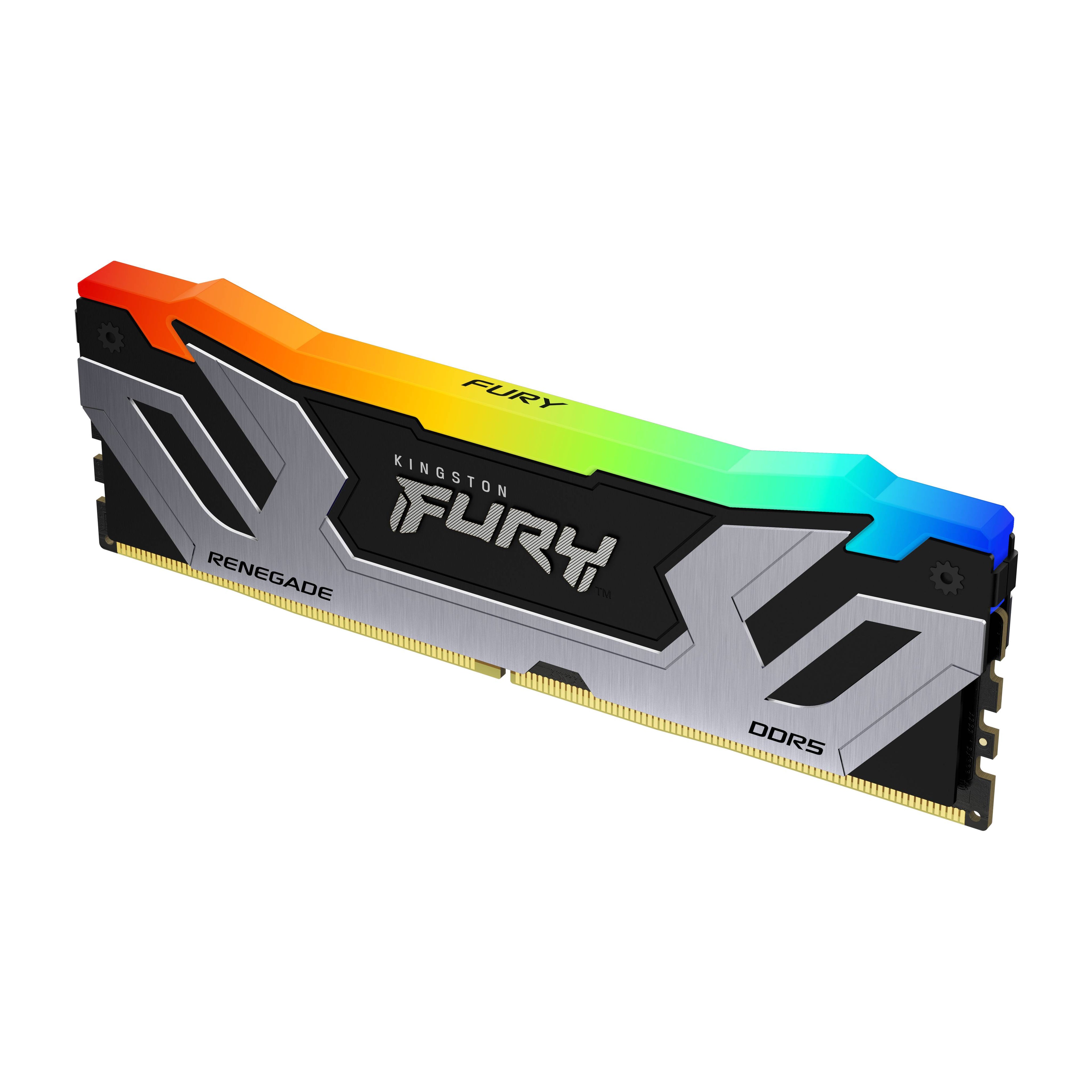 Memoria RAM DDR5 48GB (2x24GB) 8400MT/s CL40 DIMM Kingston Renegade Silver/Black RGB CUDIMM XMP