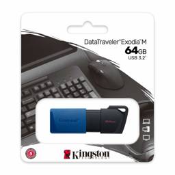 Memoria USB Kingston DataTraveler Exodia M 64GB USB 3.2 - Pendrive Negro/Azul Alta Velocidad