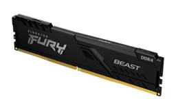Módulo de memoria ram ddr4 8gb kingston fury beast negro con diseño agresivo y disipador de calor