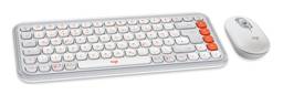 Kit Teclado y Mouse Inalámbricos Logitech POP Icon Combo - Blanco Crudo y Naranja Español (QWERTY)