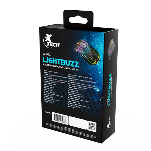 Mouse Gamer Xtech Lightbuzz Honeycomb USB 7200 DPI XTM-620 - Ultraligero