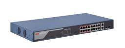Switch PoE 16 Puertos 100Mbps, Hikvision DS-3E1318P-EI, 2 Combo Gigabit, 230W, IP Extendido