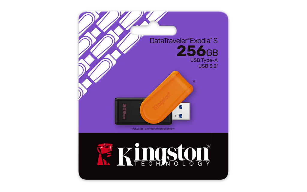 Memoria USB Kingston DataTraveler Exodia S 256GB USB 3.2 - Pendrive Negro/Naranja Compacto