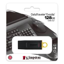 Memoria USB Kingston DataTraveler Exodia 128GB USB 3.2 - Pendrive Negro/Amarillo Alta Capacidad