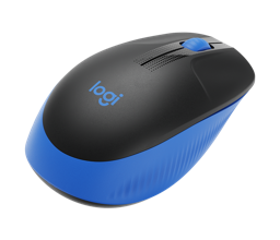 Logitech M190 Mouse Inalámbrico Negro/Azul - Ergonómico Completo