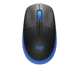 Logitech M190 Mouse Inalámbrico Negro/Azul - Ergonómico Completo