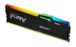 Memoria RAM DDR5 16GB Kingston FURY Beast con diseño negro y detalles en colores RGB