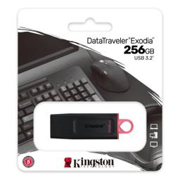 Memoria USB Kingston DataTraveler Exodia 256GB USB 3.2 - Pendrive Negro/Rosa Alta Capacidad